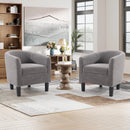 Bonzy Home Accent Barrel Chair Set of 2, Teddy Fleece Upholstered Club Chair with Armrest Small Reading Chair, for Living Room, Bedroom & Reception Room, Gray