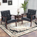 Bonzy Home Mid-Century Set of 2 Upholstered Leather Armchair Modern Accent Chair  with Solid Wood Frame, Leisure Chair Reading Chair for Living Room Bedroom