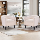 Bonzy Home Accent Barrel Chair Set of 2, Teddy Fleece Upholstered Club Chair with Armrest Small Reading Chair, for Living Room, Bedroom & Reception Room, Cream