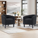 Bonzy Home Accent Barrel Chair Set of 2, Teddy Fleece Upholstered Club Chair with Armrest Small Reading Chair, for Living Room, Bedroom & Reception Room, Black