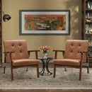 Bonzy Home Mid-Century Set of 2 Upholstered Leather Armchair Modern Accent Chair with Solid Wood Frame, Leisure Chair Reading Chair for Living Room Bedroom