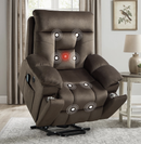 Bonzy Home Large Power Lift Recliner Chair with Massage and Heat for Elderly Big and Tall People, Overstuffed Wide Recliners with 2 Cup Holders, Side Pocket and USB Port, Brown