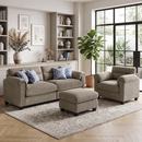 Bonzy Home Sectional Sofa Living Room Furniture Sets Small Sofa Sets for Small Spaces Brown