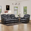 Bonzy Home Manual Recliner Sofa Set – Faux Leather Reclining Living Room Furniture with Recliner Chair & 3‑Seat Sofa