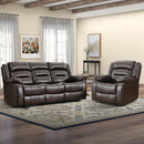 Brown Faux Leather Power Recliner Chair + Three-Seat Sofa Set
