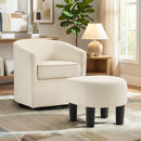 Ebello 360° Swivel Accent Chair with Ottoman, Plush Upholstered Reading Chair Modern Armchair with Footrest for Living Room, Study Room, Beige