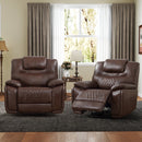 Bonzy Home Genuine Leather Manual Recliner Chair — Oversized Ergonomic Single Recliner with Soft Armrests & Flexible Footrest for Living Room, Set of Two