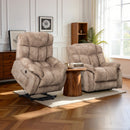 Bonzy Home Set of 2 Power Lift Recliner Chairs for Elderly, Heavy Duty and Safety Motion Reclining Mechanism-Antiskid Fabric Sofa Living Room Chairs with Overstuffed Design, Light Tan