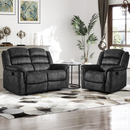 Bonzy Home Recliner Sofa Set – Cloth Reclining Living Room Furniture Set with Single Recliner Chair & Loveseat Gray
