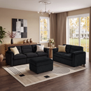 Bonzy Home Modular Corduroy Sectional Sofa with Pull Out Sleeper, Convertible L-Shaped Couch, Free Combination Upholstered Sofa Bed for Living Room