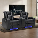 Bonzy Home Electric Power Recliner Set of 3 Adjustable Headrest Reclining Chair with USB Ports and Cup Holders, Home Theater Seating with Hidden Arm Storage Movie & Media Room Chairs