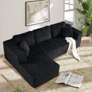 Bonzy Home Sectional Sofa with L-Shape Chaise,Modern Modular Sofa 111 inch Length Upholstered Couch Corduroy Fabric for Living Room Bedroom Black