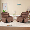 Bonzy Home Recliner Chairs Set of 2 for Living Room Overstuffed Breathable Fabric Reclining Chair Manual Sofa Brown