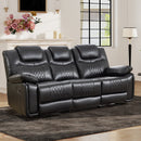 Bonzy Home 3‑Seat Manual Reclining Sofa – Faux Leather Couch with Dual Recliners for Living Room & Meeting Room