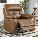 Bonzy Home Genuine Leather Power Recliner Chair, Modern Single‑Seat Recliner Sofa Chair with Adjustable Backrest, USB & Type-C Ports, Cup Holders & Hidden Storage, Saddle Brown