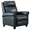 Bonzy Home Genuine leather Recliner Push Back Recline Chair with Classic and Traditional Armrests inlaid with Vintage Rivets, Navy