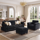 Bonzy Home Living Room Sofa Set Cloud Couch Sectional with Ottoman Modular Sectional Sofa Entertaining Guests Charcoal