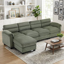 Bonzy Home Convertible Sectional Sofa With Ottoman, Ultra‑Comfort Seating – Configurable for Living Room & Family Room; Gray