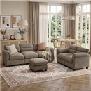 Bonzy Home Living Room Furniture Sets Loveseat with Ottoman Modular Sectional Sofa Couches Brown