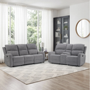Bonzy Home Recliner Sofa Set with Adjustable Backrest, Living Room Furniture Set Loveseat & 3‑Seat Sofa Gray