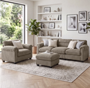 Bonzy Home Living Room Sofa Set Cloud Couch Sectional with Ottoman Modular Sectional Sofa Entertaining Guests Brown