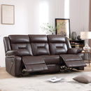Bonzy Home 3‑Seat Manual Reclining Sofa – Faux Leather Couch with Dual Recliners for Living Room & Meeting Room