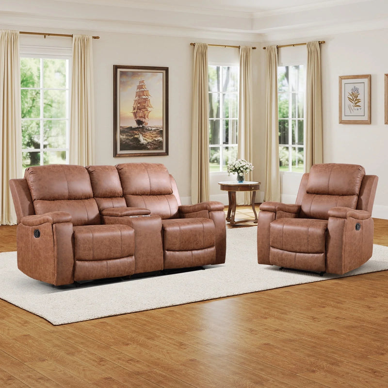 Bonzy Home Recliner Chairs Double Recliner Loveseat Sofa with Console Hidden Storage and Cup Holders,Sofa Set for Living Room