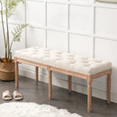 Bonzy Home Upholstered Tufted Storage Bench, 47” French Vintage Wood Bench for Entryway, Dining, Bedroom, Living Room, Hallway, Beige