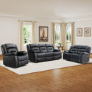 Black Faux Leather Power Recliner Loveseat + Three-Seat Sofa Set