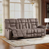 Bonzy Home Manual 3-Seat Reclining Sofa — Wide Backrests & Headrests, Brown