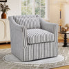 Bonzy Home 360° Swivel Striped Accent Chair, Upholstered Fabric Leisure Armchair with Removable Cushions, Blue & White Stripe
