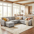 Ebello 6-Seater Oversized Sectional Sofa, L-Shaped Couch with Overstuffed Cushions & Movable Ottoman for Living Room, Apartment, Light Gray