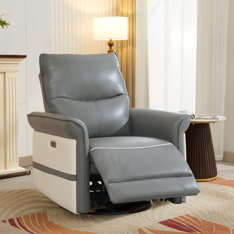 Bonzy Home Swivel Rocker Recliner Power Electric Recliners Rocking Recliner Chair with USB Port for Living Room, Gray