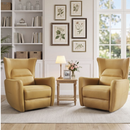 Bonzy Home Swivel Rocker Recliner Set of 2, Power Electric Recliners with Highly Enveloping Backrest Rocking Recliner Chair Leathaire Reclining Sofa for Living Room, Yellow