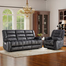 Ebello 3-Seater Manual Recliner Sofa,1+3 Pieces Overstuffed Fabric Reclining Couch with Removable Console Featuring Cup Holders for Living Room and Home Theater(Dark Gray,Chair+Sofa)