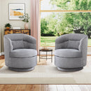 Bonzy Home 360° Swivel Barrel Accent Chair with Lumbar Pillow, Upholstered Fabric Club Chair for Living Room, Bedroom & Reading Room