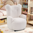 Bonzy Home Beige Bear Ear Kids Armchair, Teddy Fleece Upholstered Reading Sofa Chair, Thick Cushion Small Lounge Accent Chair for Bedroom Nursery Living Room