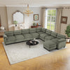 Bonzy Home Convertible Sectional Sofa With Ottoman, Ultra‑Comfort Seating – Configurable for Living Room & Family Room; Green