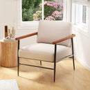 Bonzy Home 27" Wide Upholstered Wooden Armchair with Metal Legs & Pillow
