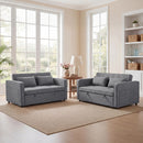 Bonzy Home 2-Pack 3 in 1 Convertible Sleeper Sofa Bed, 2-Seater Futon Couch with Storage Pockets, Adjustable Backrest for Guest Room, Airbnb,Beige