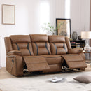 Bonzy Home 3‑Seat Manual Reclining Sofa – Faux Leather Couch with Dual Recliners for Living Room & Meeting Room