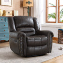 Bonzy Home Reclining Chair Sofa Faux Leather Single Manual Recliner for Living Room Bedroom, Black