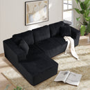 Bonzy Home Sectional Sofa with L-Shape Chaise,Modern Modular Sofa Upholstered Couch Corduroy Fabric for Living Room Bedroom Black