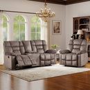 Bonzy Home Fabric Recliner Sofa Set — Single Manual Recliner & Loveseat with Hidden Storage & Cup Holders, Brown