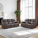 Bonzy Home Genuine Leather Power Recliner Sofa Set, Loveseat & 3-Seat Sofa Living Room Sets with USB & Type-C Ports, Cup Holders & Hidden Storage, Espresso Brown