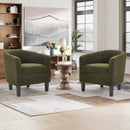Bonzy Home Accent Barrel Chair Set of 2, Teddy Fleece Upholstered Club Chair with Armrest Small Reading Chair, for Living Room, Bedroom & Reception Room, Green