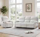 Bonzy Home Manual Reclining Sofa Set with Adjustable Backrest, Living Room Recliner Sofa Set for Adult with Single Recliner Chair & 3‑Seat Sofa, Couch Recliners for Living Room Furniture, White