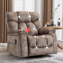 Bonzy Home Oversized Swivel Rocker Recliner with Massage & Heat, Reclining Glider Chair – Soft Breathable Fabric for Living Room & Bedroom, Camel