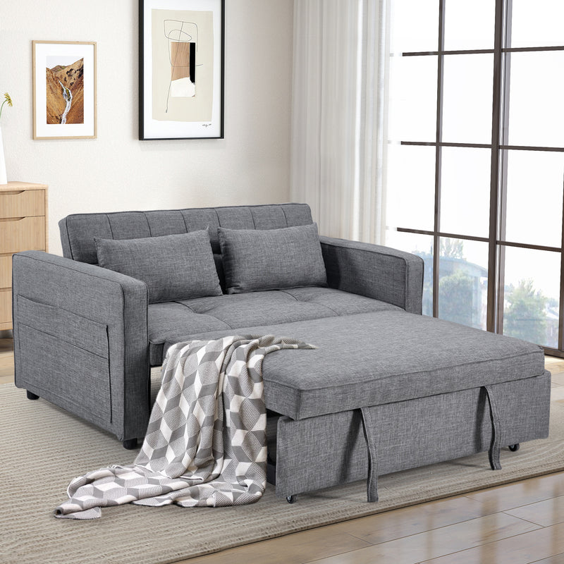 Bonzy Home Convertible Sofa Bed Adjustable Backrest with Pillows Pockets Sleeper Loveseat Couch Pull-Out Bed, Gray