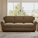 Ebello Modern Sofa Couch, 3-Seater Upholstered Couches with Thick Cushions for Living Room and Bedroom, Brown